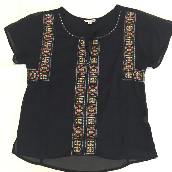 AEO Sheer top - navy- M - Picture 5 of 7